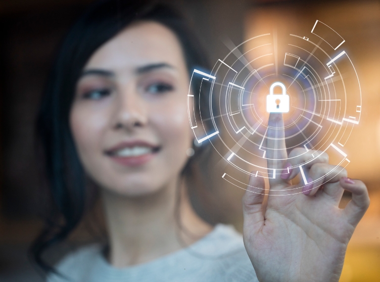 Cybersecurity professional using a secure digital interface